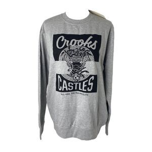 Crooks & Castles Men's Sweatshirt Grey and Black Pullover Crewneck Size Medium